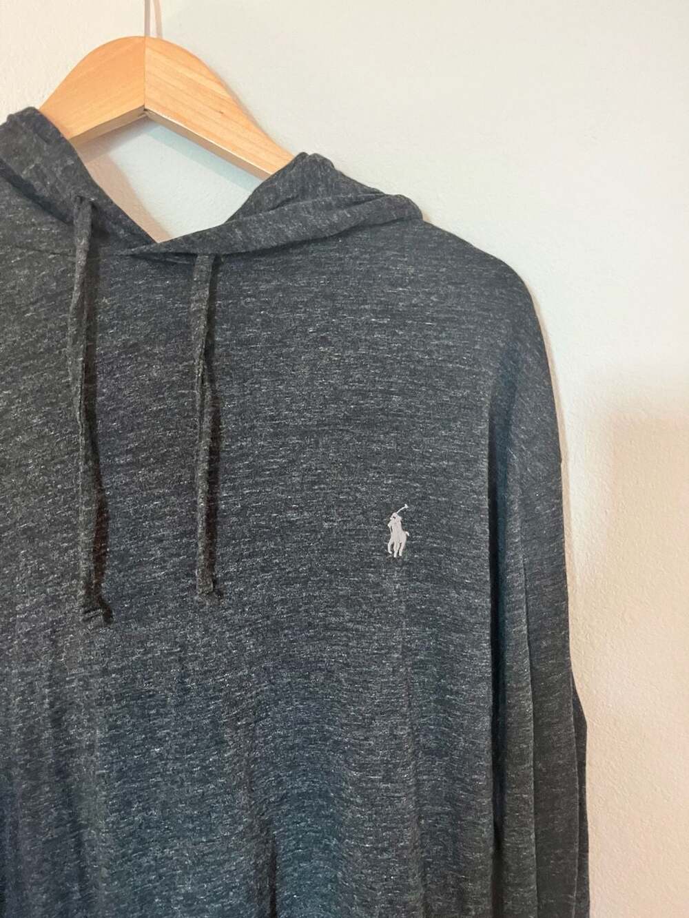 Polo Ralph Lauren, Large Tall Long Sleeve Jersey Hoodie, Heathered Grey,Elevated